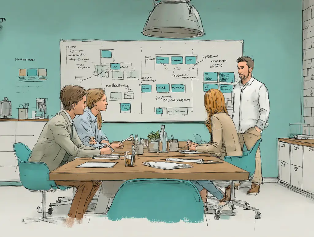 Professionals in a group discussion during a workplace communication training session.